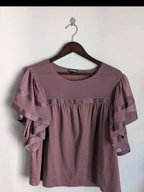 Express Mauve Ruffle Sleeve Blouse Women's Size Large